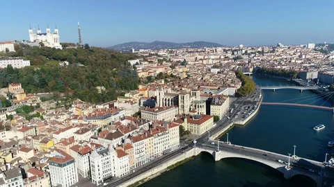 Aerial view of Lyon Stock Footage 98232575