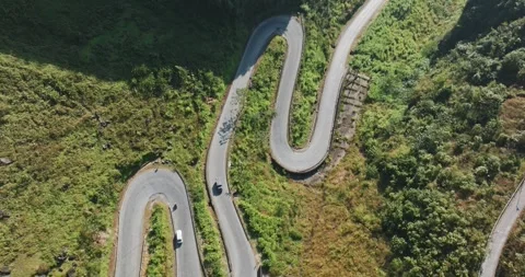 Aerial view of Ma Pi Leng Pass, Ha Giang, Ha Giang, Vietnam with winding road Video stock 329042701