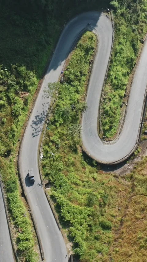 Aerial view of Ma Pi Leng Pass, Ha Giang, Ha Giang, Vietnam with winding road Video stock 329255850