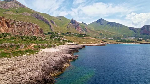 Aerial view of Macari beach. Sicily Italy Stock Footage 247673577