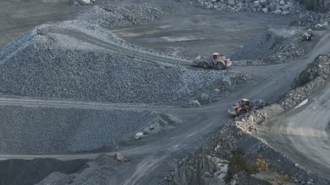 Aerial view of machines in open pit gravel pit mine 1 Stock Footage 293853854