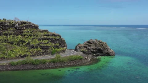 Aerial view: Maconde view point in Mauritius island Stock Footage 170821077