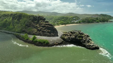 Aerial view: Maconde view point in Mauritius island Stock Footage 258165849