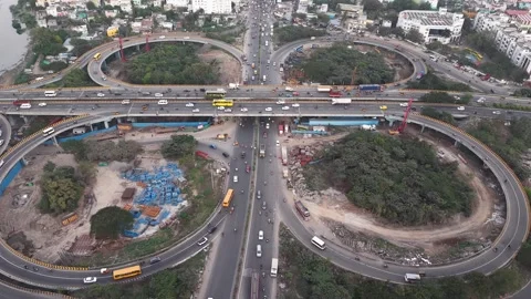 Aerial View of Maduravoyal Flyover Interchange Chennai Stock-Footage 330631904