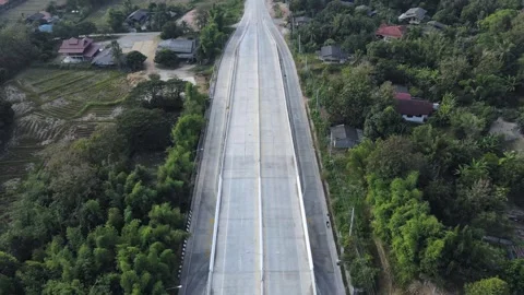 Aerial view of Mae Khaem intersection traffic road in Phrae, Thailand Stock Footage 245071794