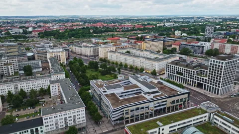 Aerial view of Magdeburg city centre , G... | Stock Video | Pond5