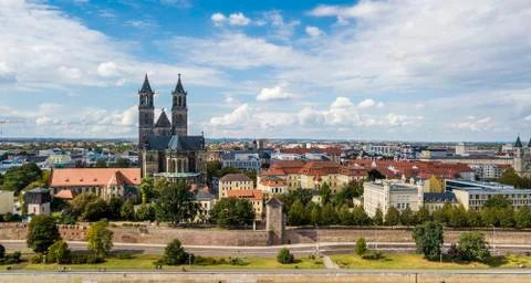 Aerial view of Magdeburg Stock Photos