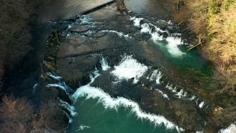 Aerial view of magic river with rapids Stock Footage 123967890
