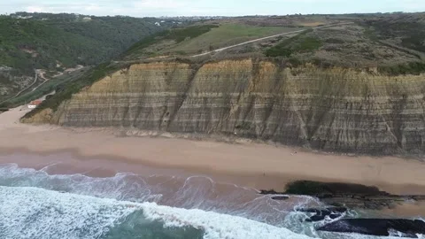 Aerial view of Magoito - beach at Sintra Portugal Stock Footage 320721908