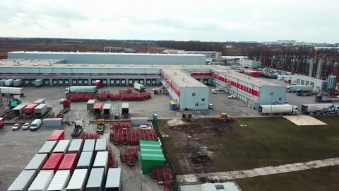 Aerial view of mail delivery terminal Stock Footage 146394096