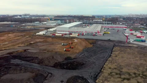 Aerial view of mail delivery terminal Stock Footage 146609231