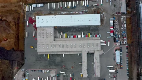 Aerial view of mail delivery terminal Stock Footage 146809557