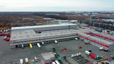 Aerial view of mail delivery terminal Stock Footage 147406214