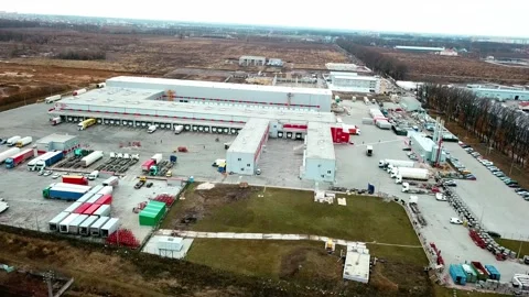 Aerial view of mail delivery terminal Stock Footage 169757285