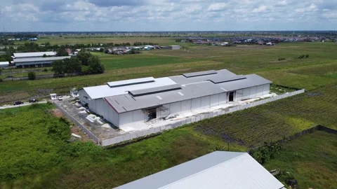 Aerial view of the main road in the warehouse area in Banjarmasin Stock Footage 322081237