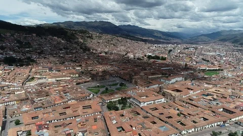 Aerial view of main square of Cusco Stock Footage 112216016