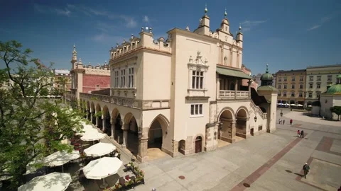 Aerial view,  the main square of the Old Town of Krakow. Stock Footage 192448723