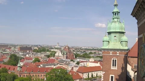 Aerial view of the main square in the Old Town of Krakow - Malopolska. Stock Footage 192463071