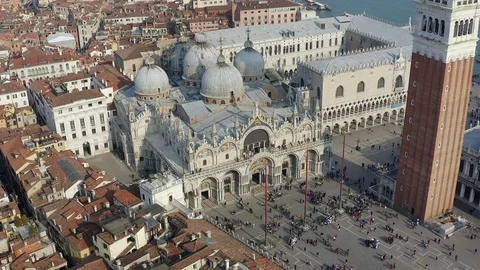Aerial view of main square in Venice, Italy Stockbeeldmateriaal 106895141