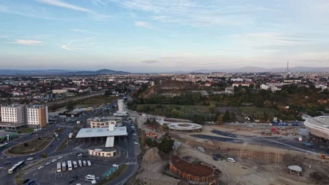 Aerial view of a major highway intersection and road bridge construction site Video stock 346730352