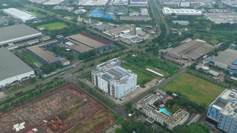 Aerial view of a major search engine company data center in Jakarta, Indonesia Stock Footage 327852708