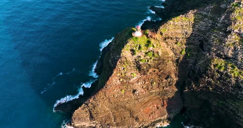 Aerial view Makapu'u Point Lighthouse and Honolulu coastline in Hawaii Video stock 307036034