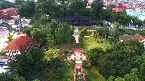 Aerial view of Malacca Sultanate palace Museum, Melaka, Malaysia. Stock Footage 100155151
