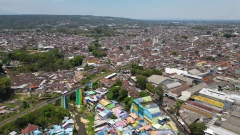 Aerial view of Malang city in Java, Indonesia Stock Footage 253542586