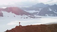 Aerial View Male Mountain Climber Ridge Walking, Alaska, Usa Stock Footage