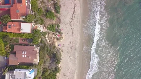 Aerial view of Malibu beach top view. Los Angeles real estate. Modern houses Stock Footage
