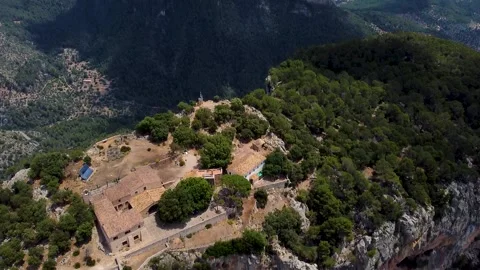 Aerial view of Mallorca mountains, coastline, Mallorca, Balearic Islands Stock Footage 303754053