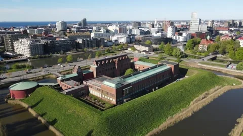 Aerial View of Malmö Castle Stock Footage 336660796