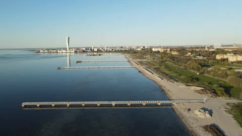 Aerial View of Malmö Coastline 스톡 동영상 336660757
