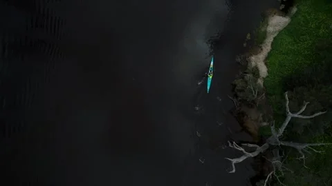Aerial View Man Kayaking Vidéo 276427974