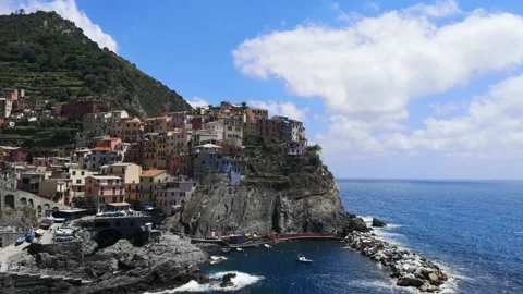 Aerial view of manarola Stock Footage 134642360