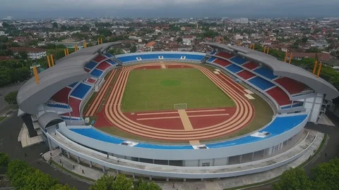 Aerial View of Mandala Krida Stadium the Venue for World Cup U-20 2021 in Yogyak Video stock 128160945