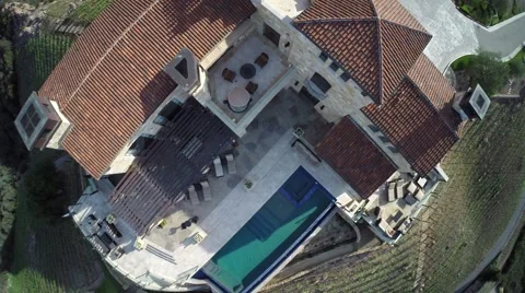 Aerial view of mansion Stock Footage 50147157