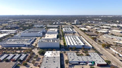 Aerial view of many medium sized Data centers and AI infrastructure in Rich.. Stock Footage 329663191