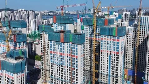 Aerial view of Maple Zai Apartment construction site in Jamwon-dong, Seocho- Vídeo Stock 295774125