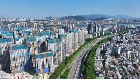 Aerial view of Maple Zai Apartment construction site in Jamwon-dong, Seocho- Vídeo Stock 295774266