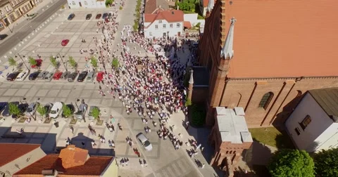 Aerial view of march. Stock Footage 51355190