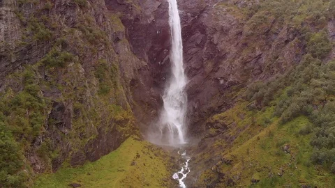 Aerial view of Mardalsfossen waterfall Stock Footage 126041948