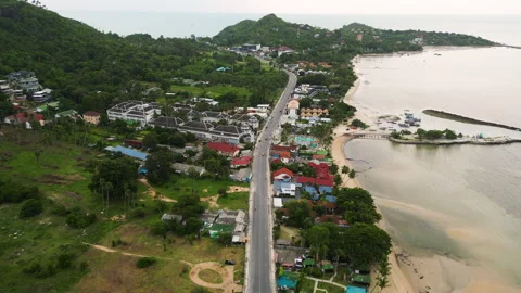 Aerial view of Maret, Ko Samui District, Surat Thani, Thailand south east Stock Footage 256857260