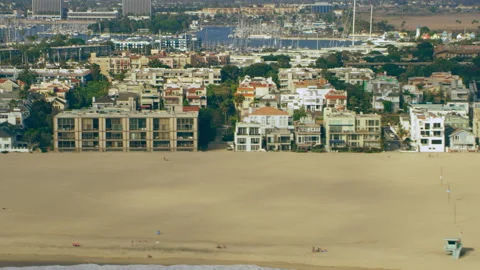 Aerial view of Marina del Rey boats on a sunny day in Los Angeles, California. S Stock Footage 199457003