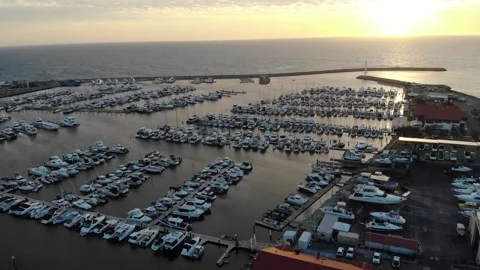 Aerial view of a Marina Stock Footage 138411846