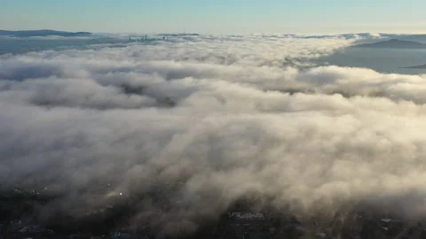 Aerial View of Marine Layer Clouds Drifting Over San Francisco Bay Stock Footage 137279150
