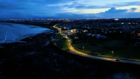 Aerial View of Martello Tower - Tranquil Sunset Over the Ocean in 4K Stock-Footage 281409147