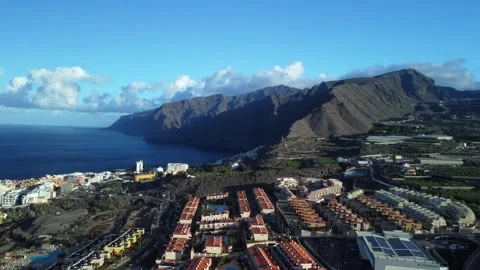 Aerial View of Masca Cliffs, Ocean, and Resorts in Tenerife Stock Footage 308220523