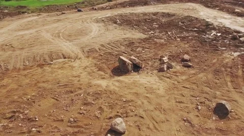 Aerial view massive explosion rock Stock Footage 65926861