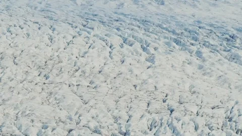 Aerial View of a Massive Glacier Surface with Crevasses in Iceland Stock Footage 320508506